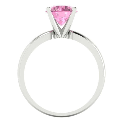 1.5 cttw Zirconia Simulated Pink Diamond Solitaire  Engagement Ring - Solid Gold (VVS1, Round Cut,7.5mm)
