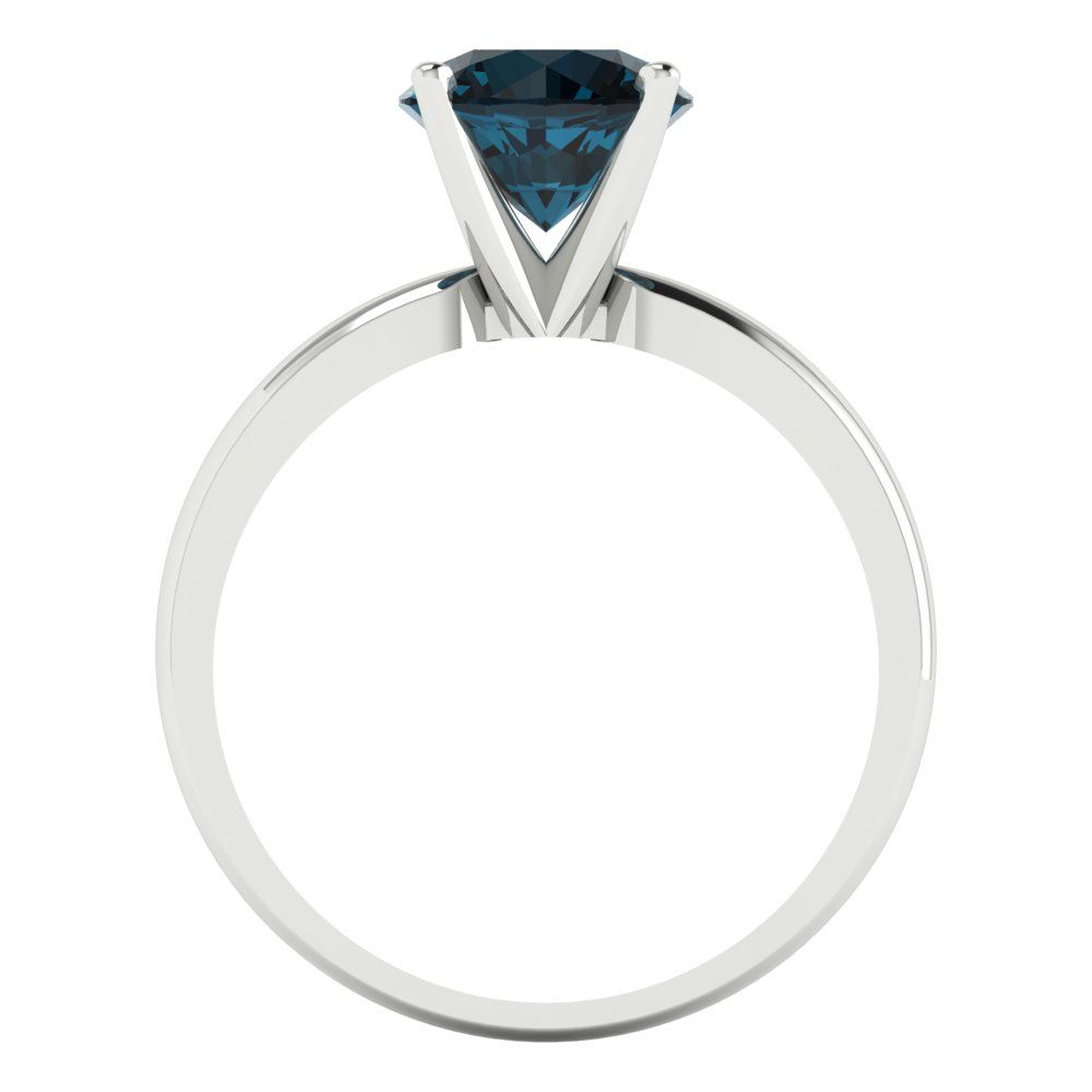 1.5 cttw Natural London Blue Topaz Solitaire  Engagement Ring - Solid Gold (Round Cut,7.5mm)