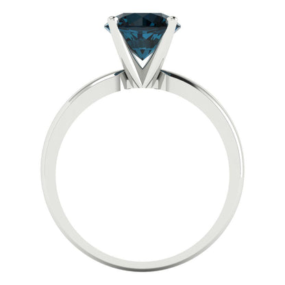 1.5 cttw Natural London Blue Topaz Solitaire  Engagement Ring - Solid Gold (Round Cut,7.5mm)