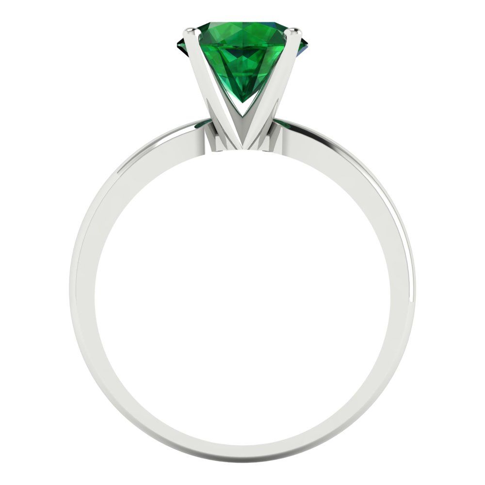 1.5 cttw Simulated Emerald Solitaire  Engagement Ring - Solid Gold (Round Cut,7.5mm)