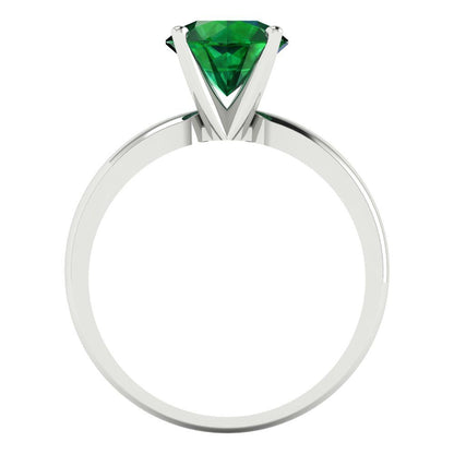 1.5 cttw Simulated Emerald Solitaire  Engagement Ring - Solid Gold (Round Cut,7.5mm)