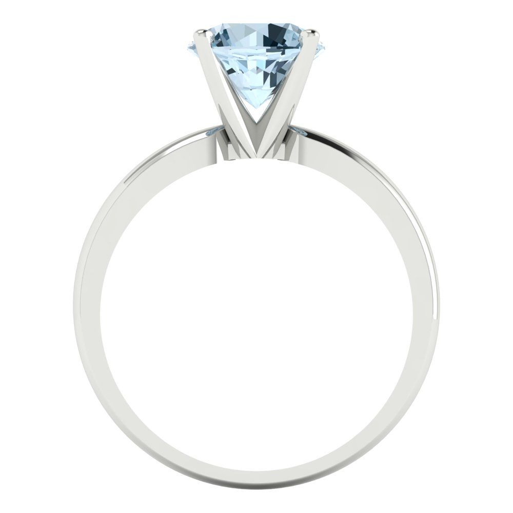 1.5 cttw Natural Aquamarine Solitaire  Engagement Ring - Solid Gold (Round Cut,7.5mm)
