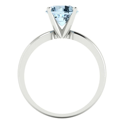 1.5 cttw Natural Aquamarine Solitaire  Engagement Ring - Solid Gold (Round Cut,7.5mm)