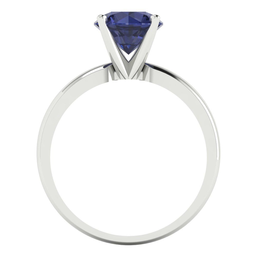 1.5 cttw Simulated Blue Sapphire Solitaire  Engagement Ring - Solid Gold (Round Cut,7.5mm)