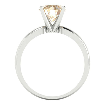 1.5 cttw Natural Morganite Solitaire  Engagement Ring - Solid Gold (Round Cut,7.5mm)
