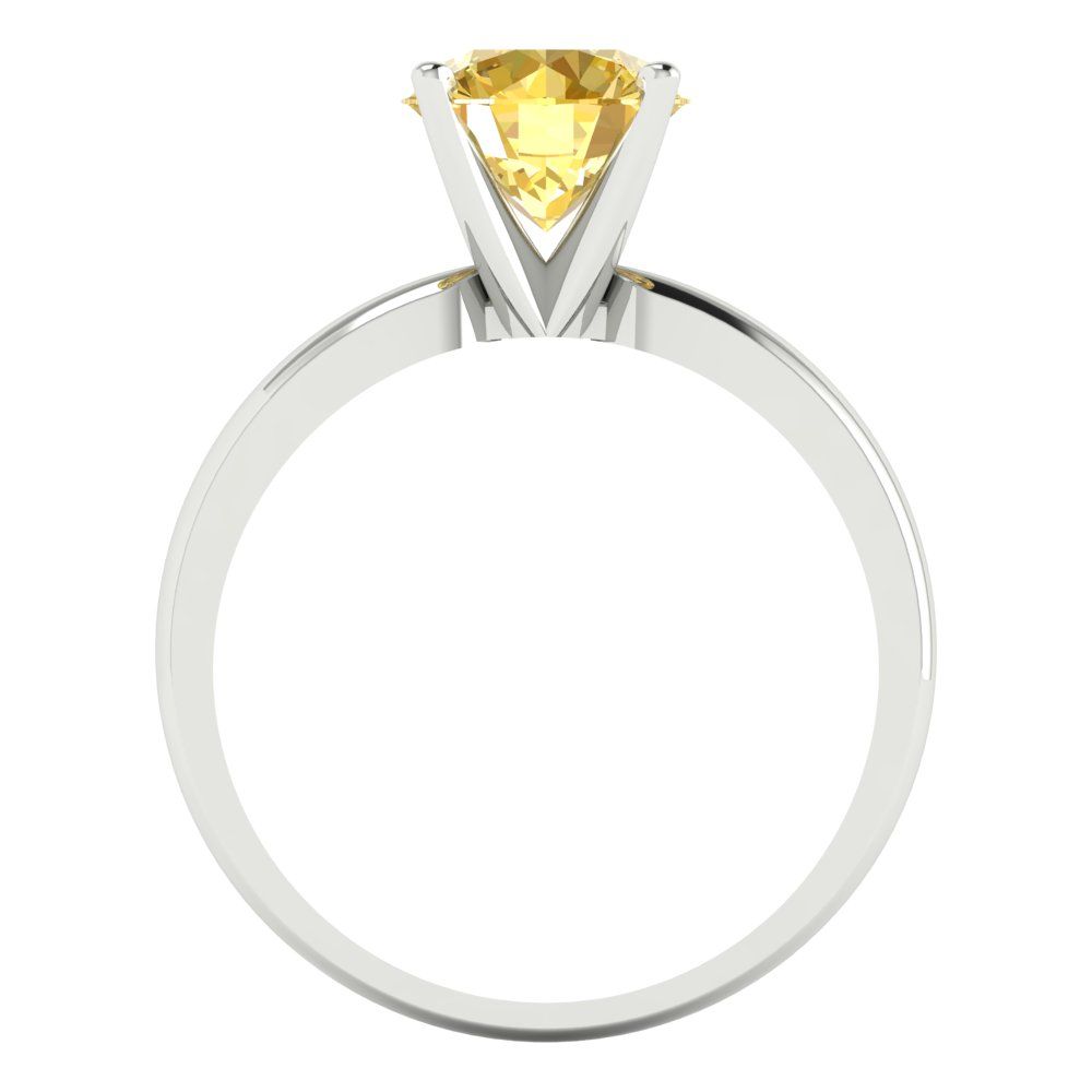 1.5 cttw Zirconia Simulated Yellow Diamond Solitaire  Engagement Ring - Solid Gold (VVS1, Round Cut,7.5mm)