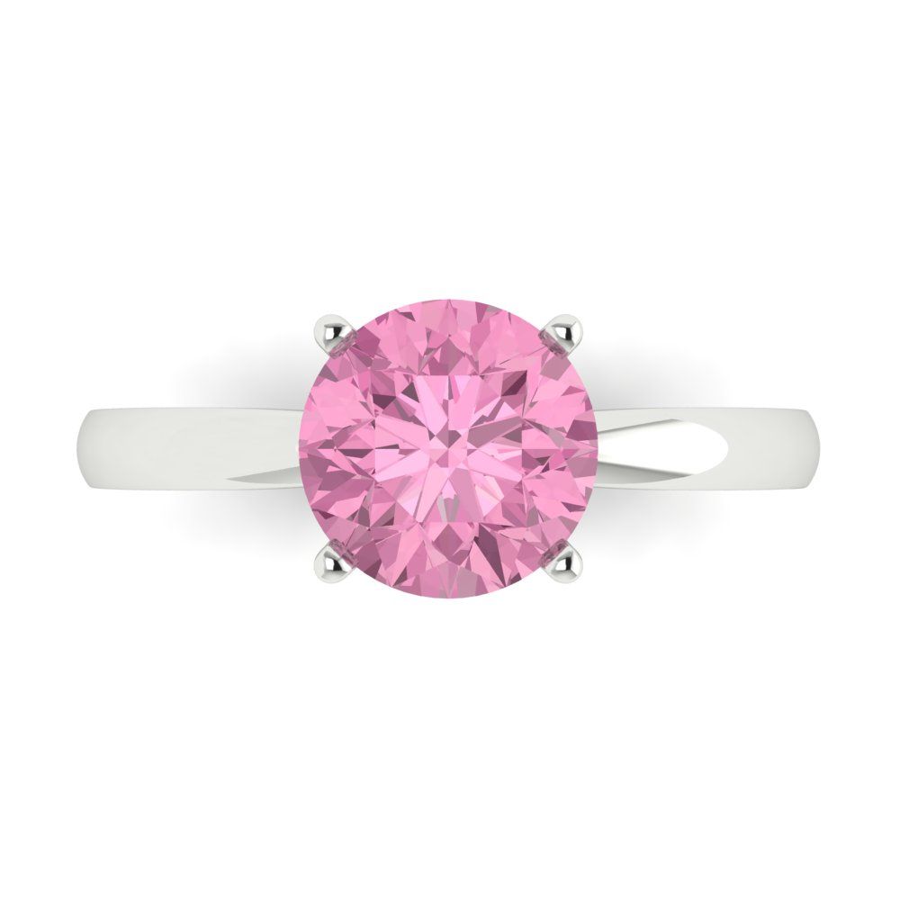 2 cttw Zirconia Simulated Pink Diamond Solitaire  Engagement Ring - Solid Gold (VVS1, Round Cut,8.0mm)