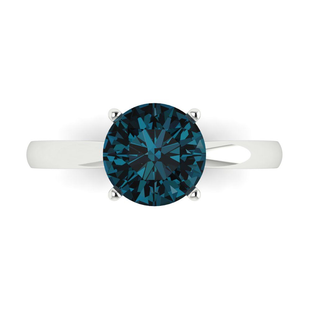 2 cttw Natural London Blue Topaz Solitaire  Engagement Ring - Solid Gold (Round Cut,8.0mm)