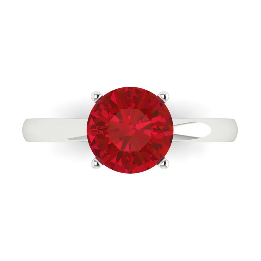 2 cttw Simulated Pink Tourmaline Solitaire  Engagement Ring - Solid Gold (Round Cut,8.0mm)