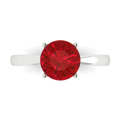 2 cttw Simulated Pink Tourmaline Solitaire  Engagement Ring - Solid Gold (Round Cut,8.0mm)