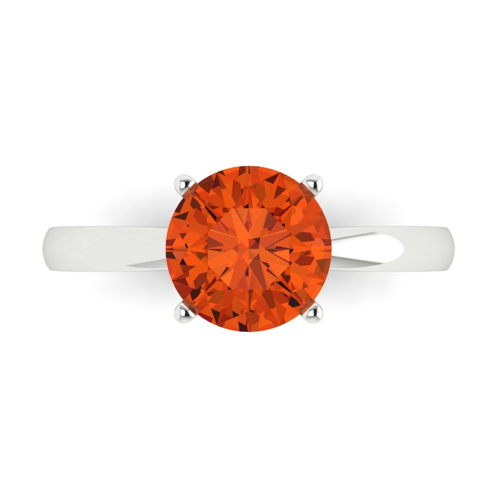 2 cttw Zirconia Simulated Red Diamond Solitaire  Engagement Ring - Solid Gold (VVS1, Round Cut,8.0mm)