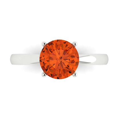 2 cttw Zirconia Simulated Red Diamond Solitaire  Engagement Ring - Solid Gold (VVS1, Round Cut,8.0mm)