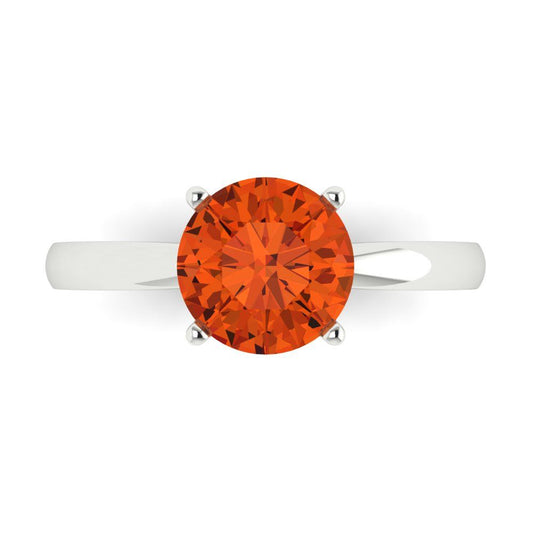 2 cttw Zirconia Simulated Red Diamond Solitaire  Engagement Ring - Solid White Gold (VVS1, Round Cut,8.0mm)