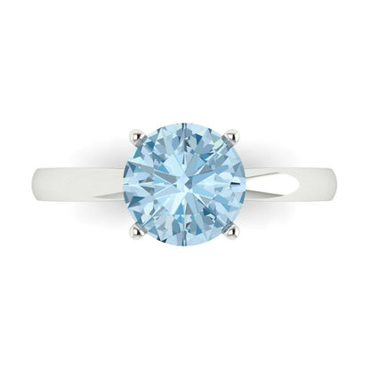 2 cttw Natural Swiss Blue Topaz Solitaire  Engagement Ring - Solid Gold (Round Cut,8.0mm)