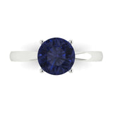2 ct Brilliant Round Cut Simulated Blue Sapphire Stone White Gold Solitaire Ring