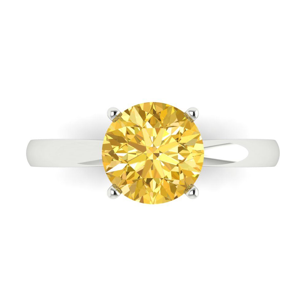 2 cttw Natural Citrine Solitaire  Engagement Ring - Solid Gold (Round Cut,8.0mm)