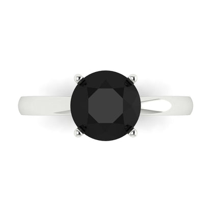 2 cttw Natural Onyx Solitaire  Engagement Ring - Solid Gold (Round Cut,8.0mm)