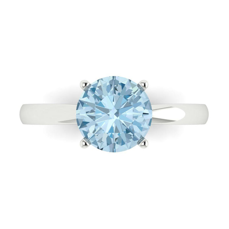 2 ct Brilliant Round Cut Blue Simulated Diamond Stone White Gold Solitaire Ring