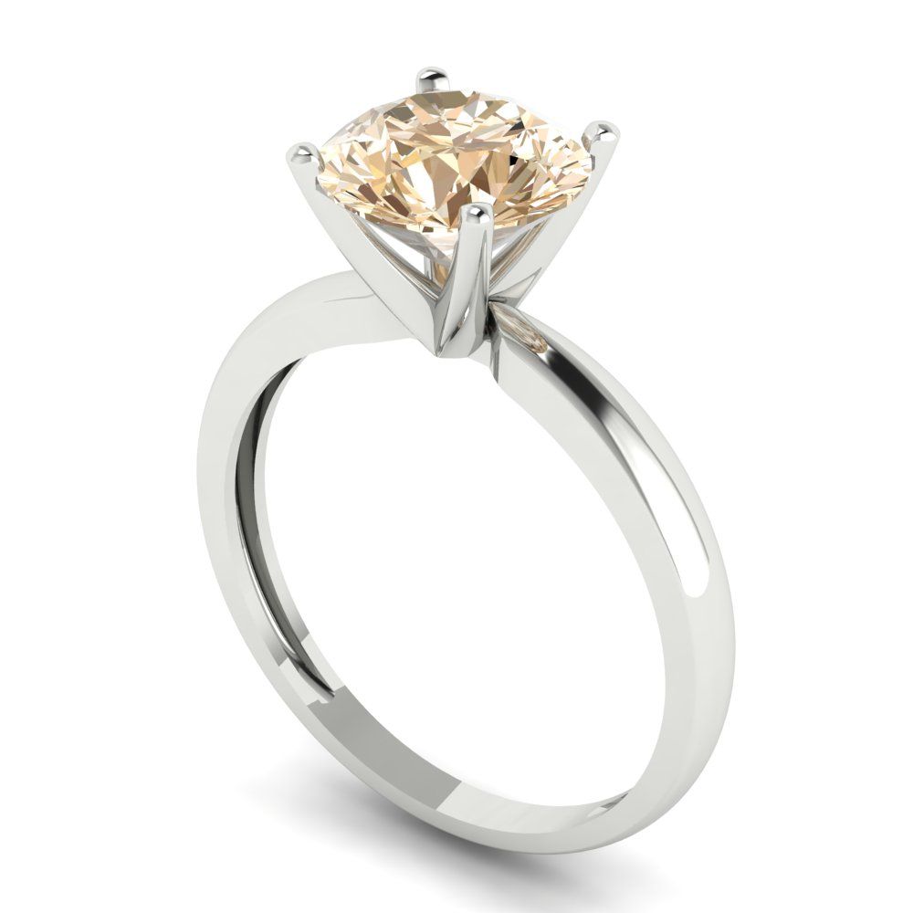 2 cttw Natural Morganite Solitaire  Engagement Ring - Solid Gold (Round Cut,8.0mm)