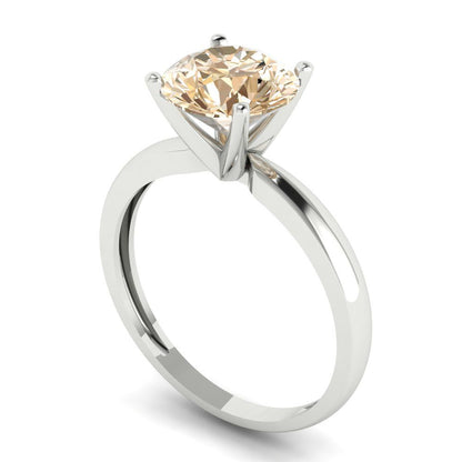 2 cttw Natural Morganite Solitaire  Engagement Ring - Solid Gold (Round Cut,8.0mm)