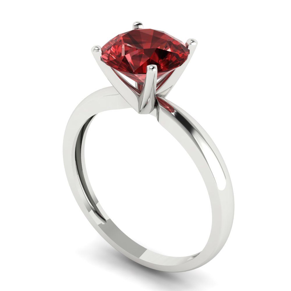 2 cttw Natural Garnet Solitaire  Engagement Ring - Solid Gold (Round Cut,8.0mm)