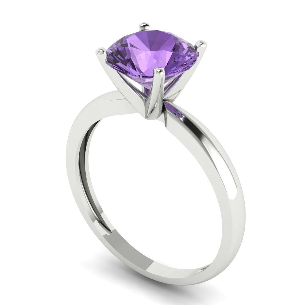 2 cttw Simulated Alexandrite Solitaire  Engagement Ring - Solid Gold (Round Cut,8.0mm)