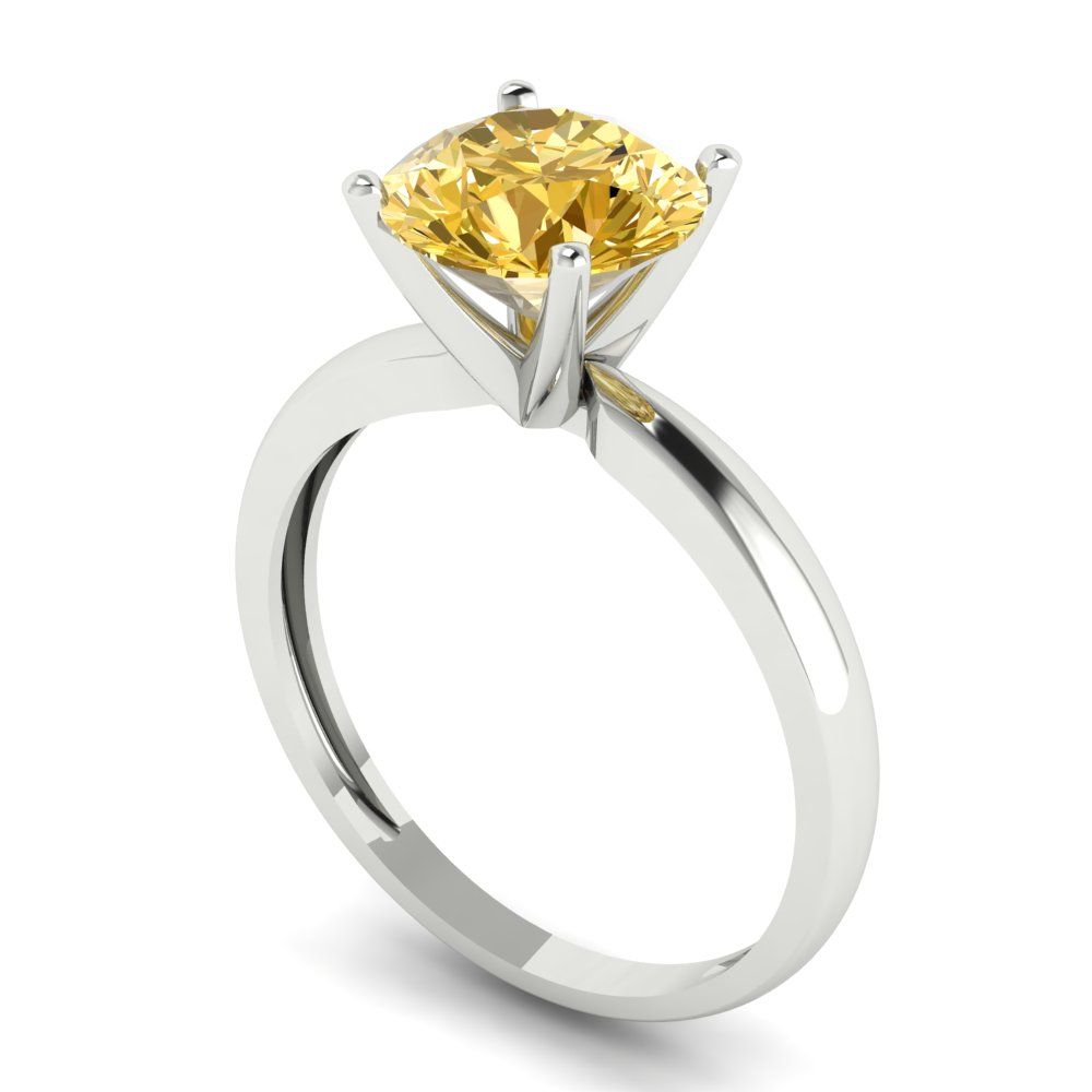 2 cttw Natural Citrine Solitaire  Engagement Ring - Solid Gold (Round Cut,8.0mm)