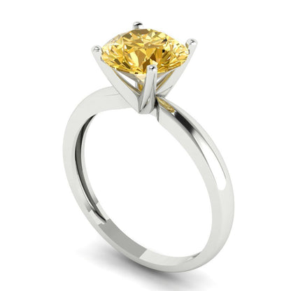 2 cttw Natural Citrine Solitaire  Engagement Ring - Solid Gold (Round Cut,8.0mm)