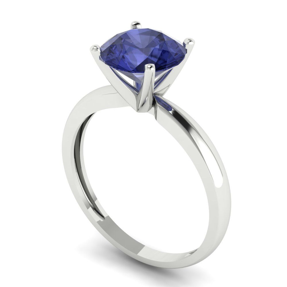 2 cttw Simulated Tanzanite Solitaire  Engagement Ring - Solid Gold (Round Cut,8.0mm)
