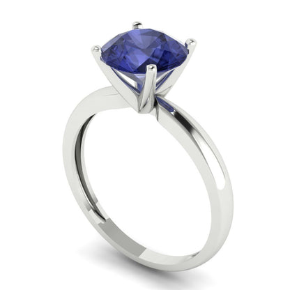 2 cttw Simulated Tanzanite Solitaire  Engagement Ring - Solid Gold (Round Cut,8.0mm)