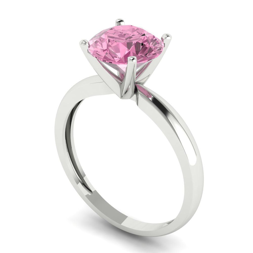 2 cttw Zirconia Simulated Pink Diamond Solitaire  Engagement Ring - Solid Gold (VVS1, Round Cut,8.0mm)