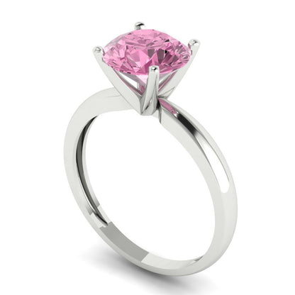 2 cttw Zirconia Simulated Pink Diamond Solitaire  Engagement Ring - Solid Gold (VVS1, Round Cut,8.0mm)