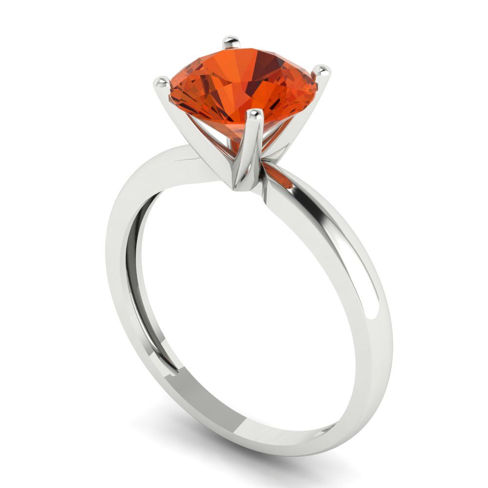 2 cttw Zirconia Simulated Red Diamond Solitaire  Engagement Ring - Solid Gold (VVS1, Round Cut,8.0mm)