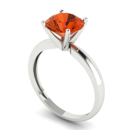 2 cttw Zirconia Simulated Red Diamond Solitaire  Engagement Ring - Solid Gold (VVS1, Round Cut,8.0mm)