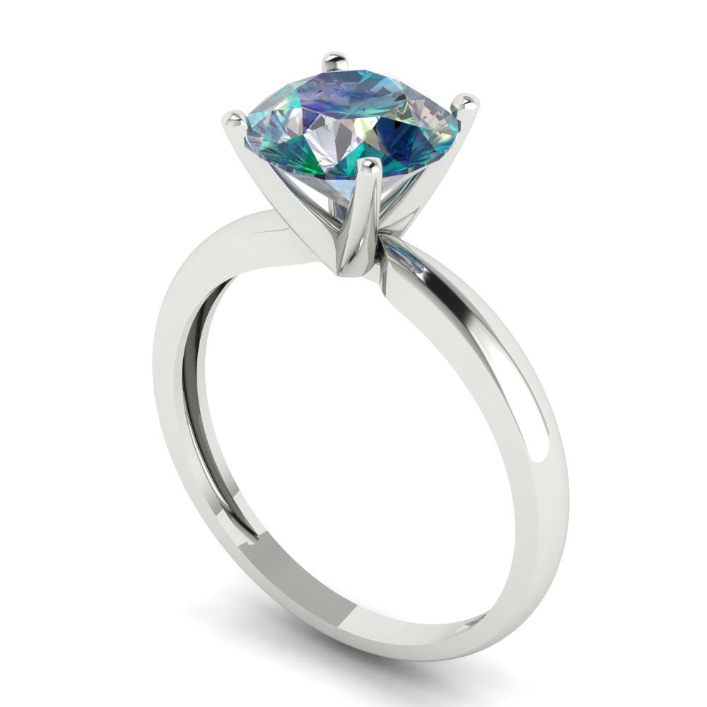 2 cttw Blue Moissanite Solitaire  Engagement Ring - Solid Gold (Round Cut,8.0mm)