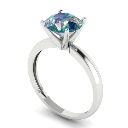 2 cttw Blue Moissanite Solitaire  Engagement Ring - Solid Gold (Round Cut,8.0mm)
