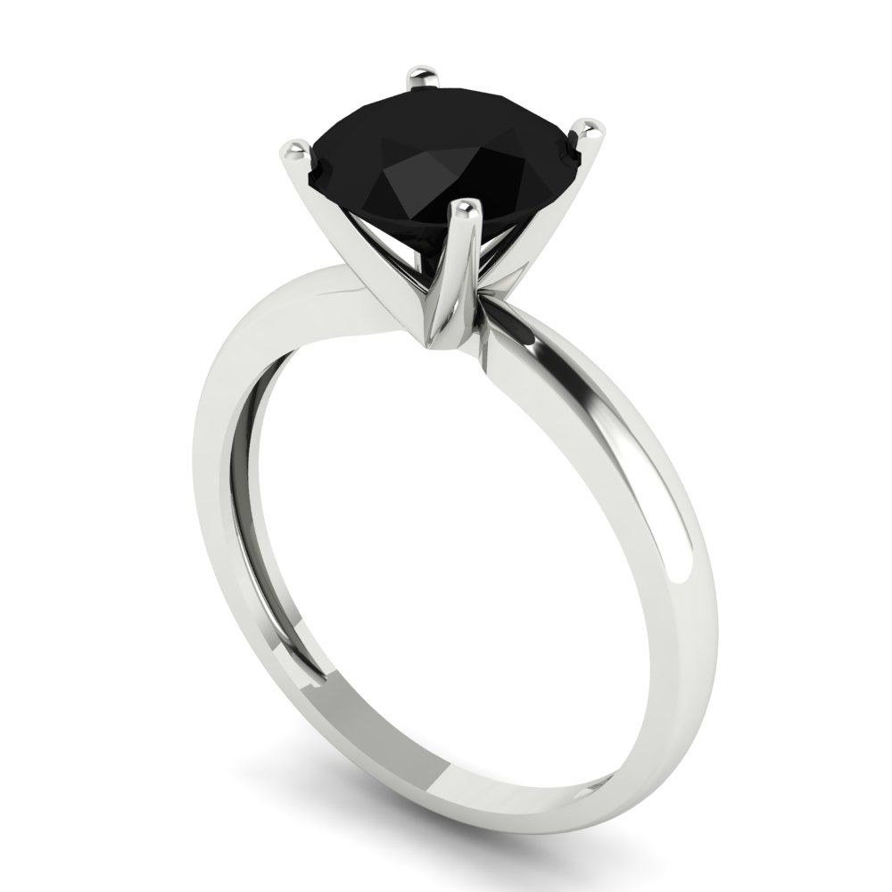 2 cttw Natural Onyx Solitaire  Engagement Ring - Solid Gold (Round Cut,8.0mm)