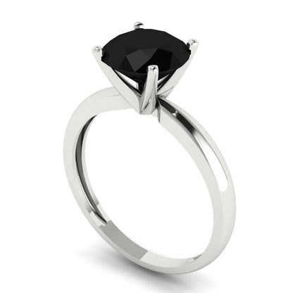 2 cttw Natural Onyx Solitaire  Engagement Ring - Solid Gold (Round Cut,8.0mm)