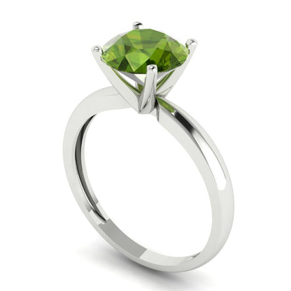 2 cttw Natural Peridot Solitaire  Engagement Ring - Solid Gold (Round Cut,8.0mm)