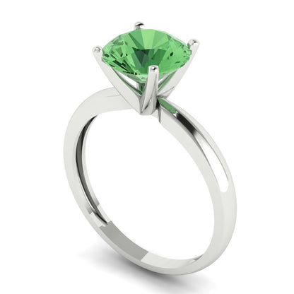 2 cttw Zirconia Simulated Green Diamond Solitaire  Engagement Ring - Solid Gold (VVS1, Round Cut,8.0mm)