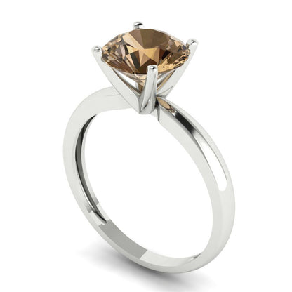 2 cttw Zirconia Simulated Champagne Diamond Solitaire  Engagement Ring - Solid Gold (VVS1, Round Cut,8.0mm)