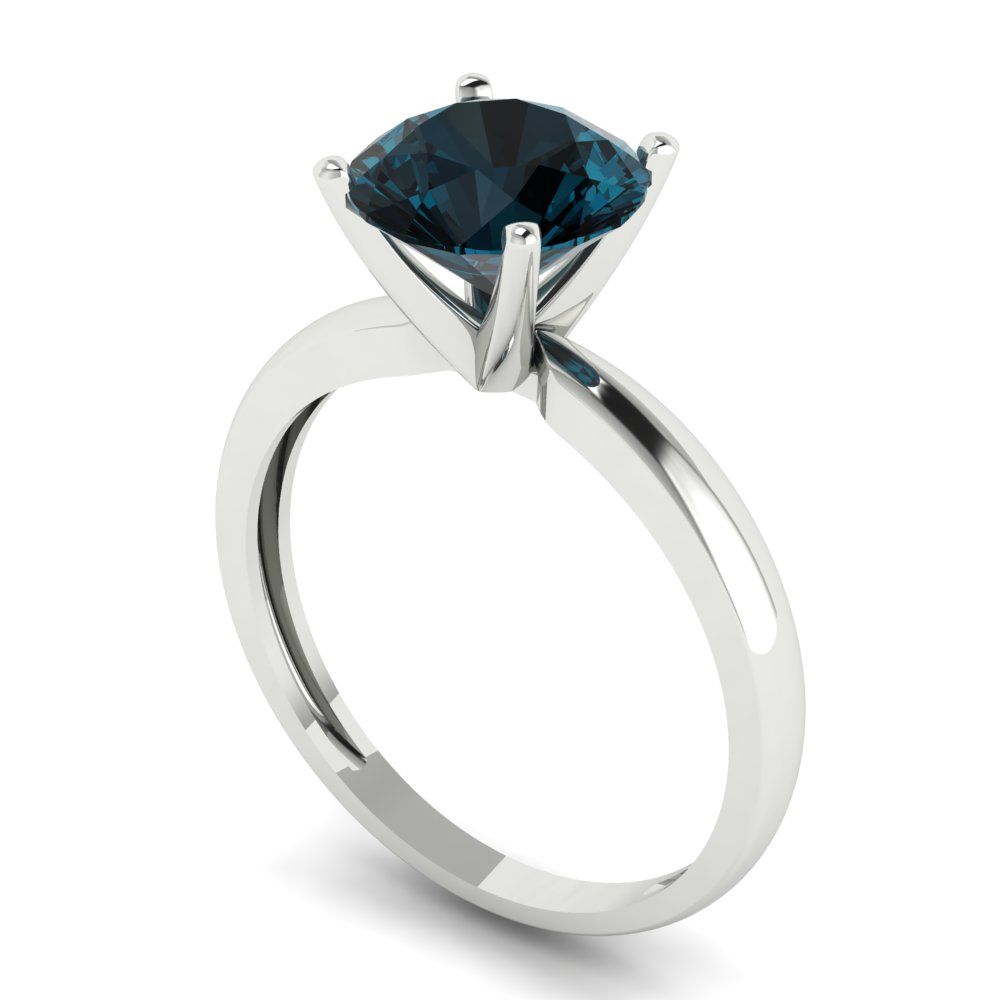 2 cttw Natural London Blue Topaz Solitaire  Engagement Ring - Solid Gold (Round Cut,8.0mm)