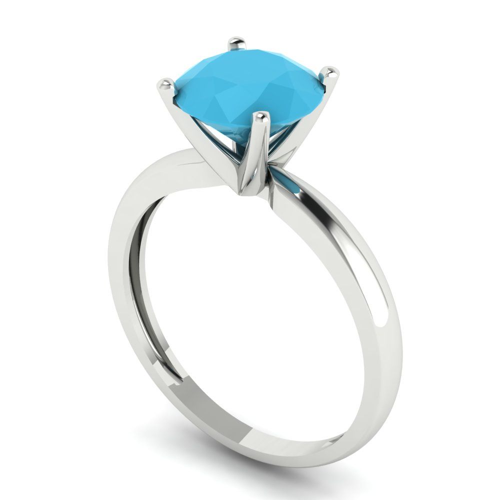 2 cttw Simulated Turquoise Solitaire  Engagement Ring - Solid Gold (Round Cut,8.0mm)