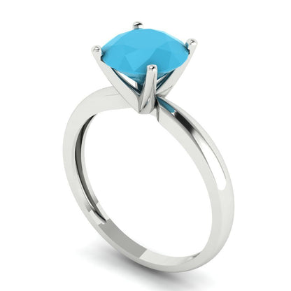 2 cttw Simulated Turquoise Solitaire  Engagement Ring - Solid Gold (Round Cut,8.0mm)