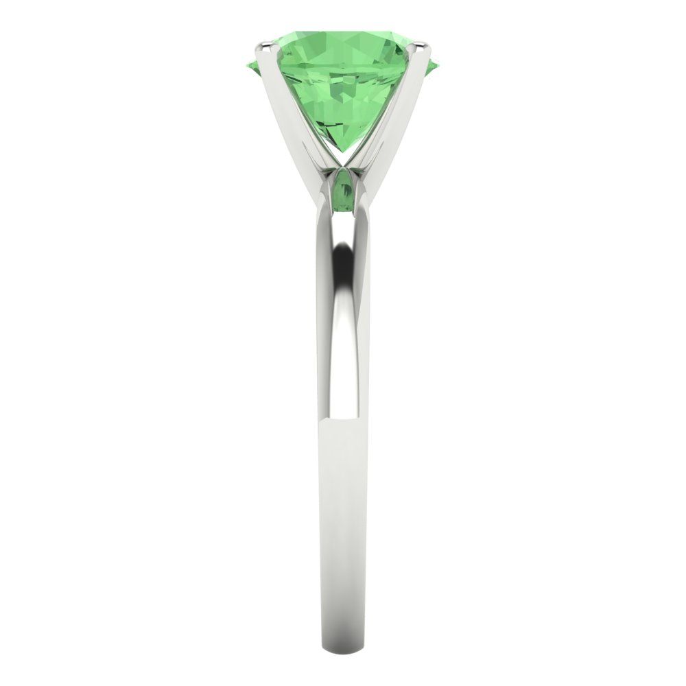 2 cttw Zirconia Simulated Green Diamond Solitaire  Engagement Ring - Solid Gold (VVS1, Round Cut,8.0mm)