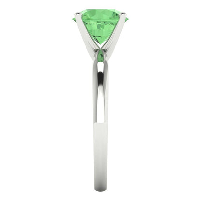 2 cttw Zirconia Simulated Green Diamond Solitaire  Engagement Ring - Solid Gold (VVS1, Round Cut,8.0mm)