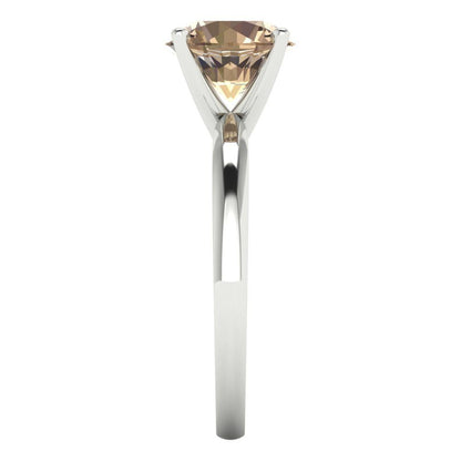 2 cttw Yellow Moissanite Solitaire  Engagement Ring - Solid Gold (Round Cut,8.0mm)