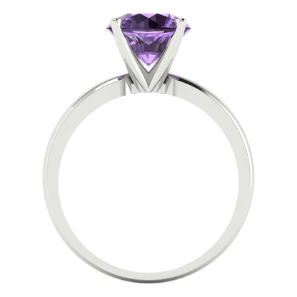 2 cttw Simulated Alexandrite Solitaire  Engagement Ring - Solid Gold (Round Cut,8.0mm)