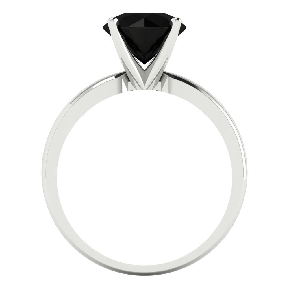 2 cttw Natural Onyx Solitaire  Engagement Ring - Solid Gold (Round Cut,8.0mm)