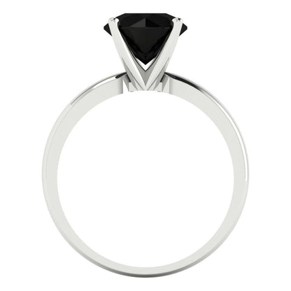 2 cttw Natural Onyx Solitaire  Engagement Ring - Solid Gold (Round Cut,8.0mm)